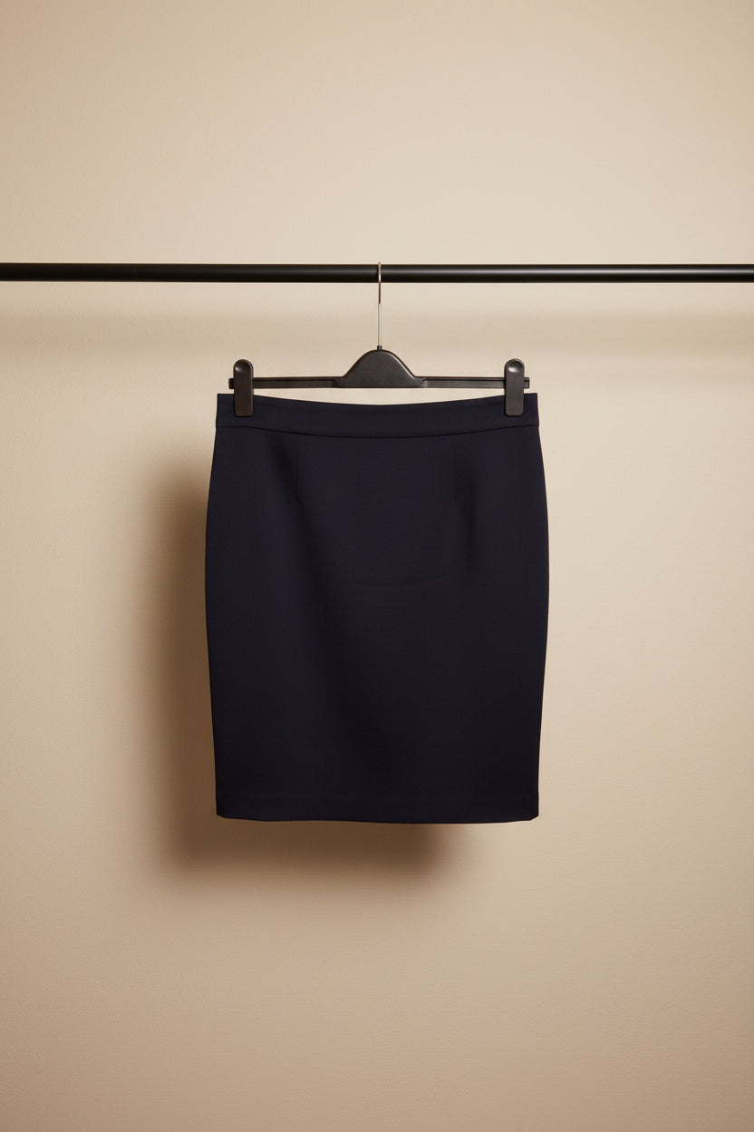 Women's Navy Blue Slim Fit Knee-Length Skirt