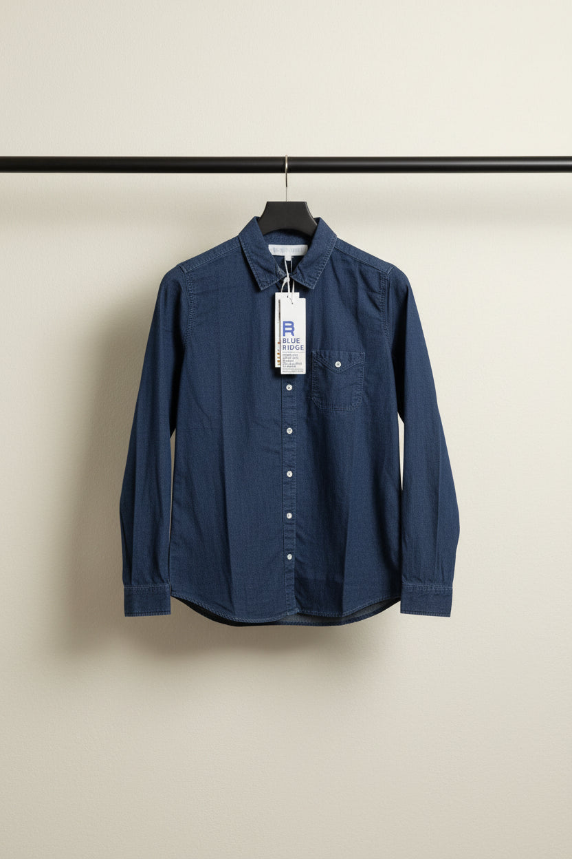 Blue Ridge Men's Navy Blue Denim Long Sleeve Shirt