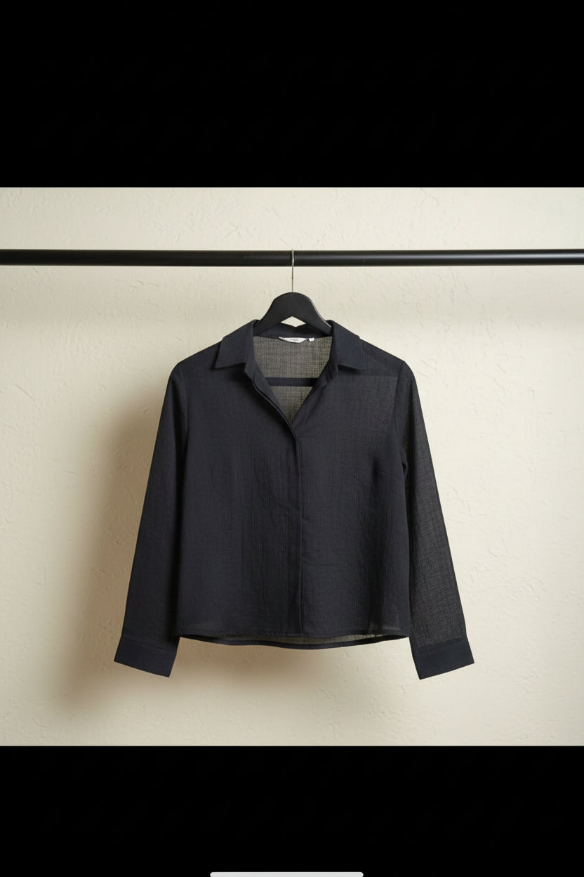 Women's Black Full Sleeve Collared Shirt