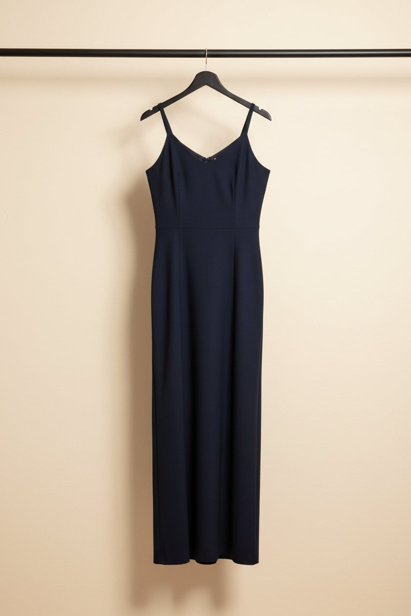 Women's Navy Blue Sleeveless Bodycon Maxi Slip Dress