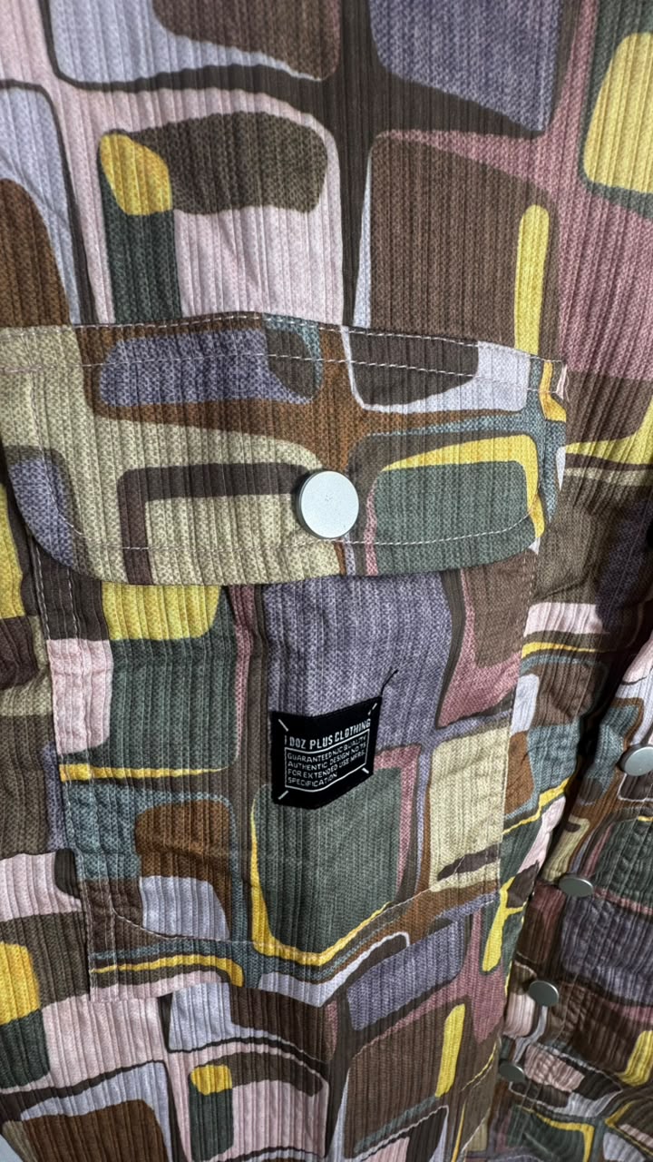 I DOZ PLUS Multicolor Abstract Pattern Corduroy Shirt