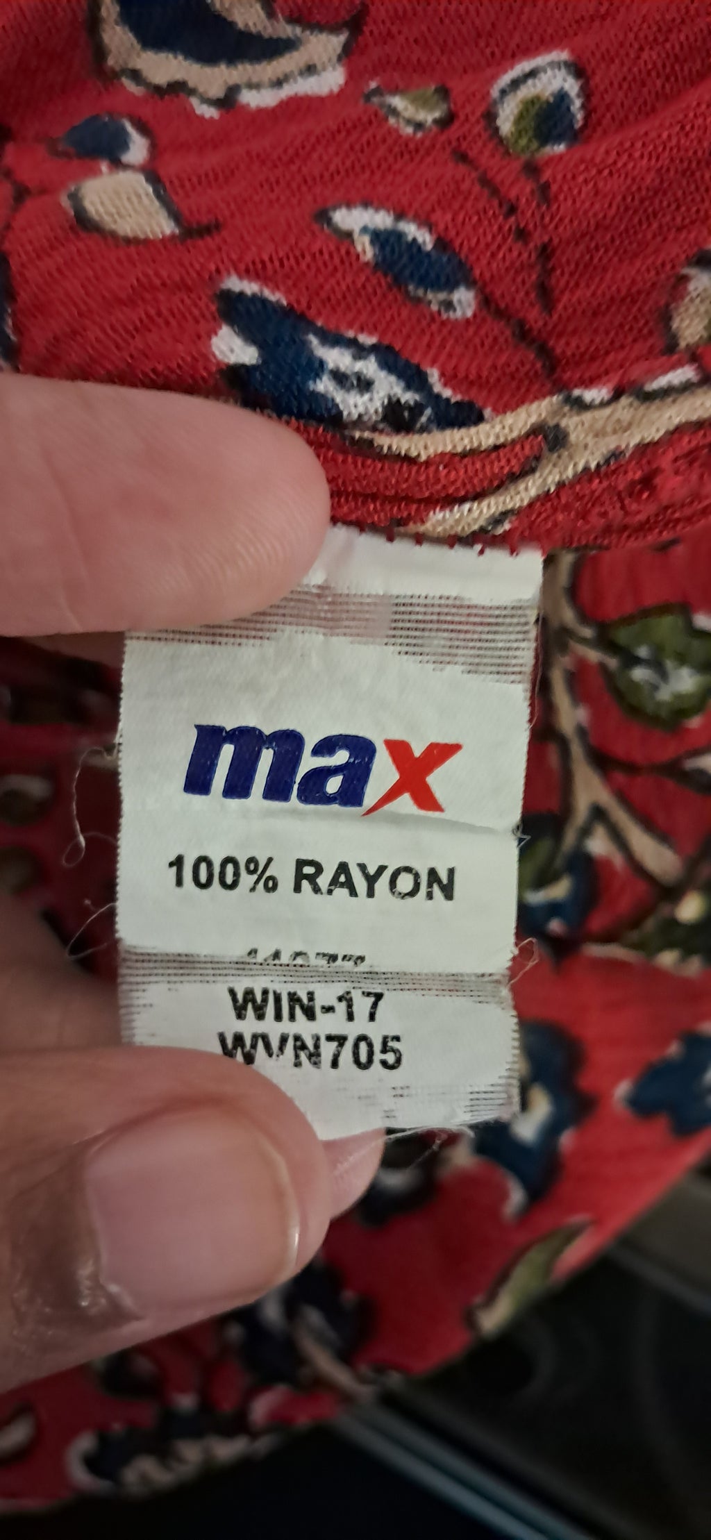 Max Women's Red Floral Rayon Long Sleeve Top