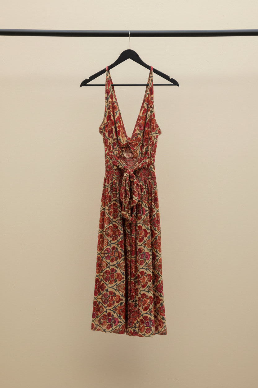 Women's Multicolor Floral Halter Neck A-Line Mini Dress