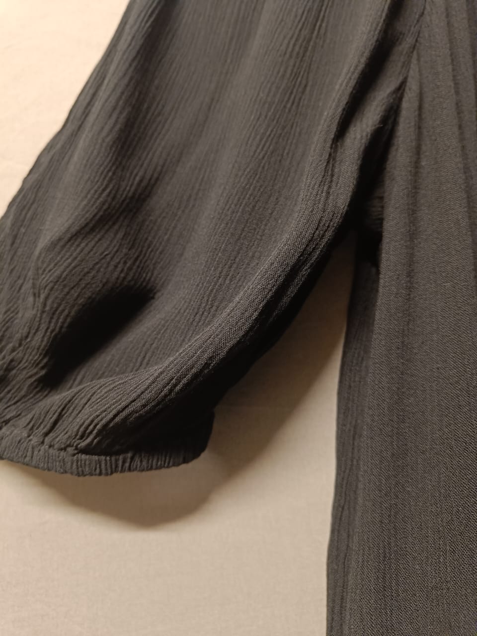 M&S Collection Black Crinkled Midi Dress with 3/4 Sleeves
