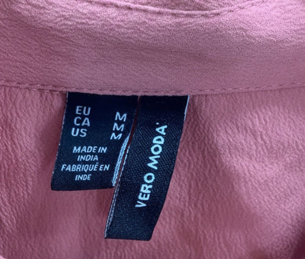 Vero Moda Women's Peach Long Sleeve Collared Shirt with Pockets