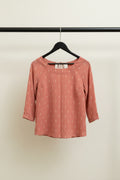 Women's Pink Printed 3/4 Sleeve Top with Back Tie Detail