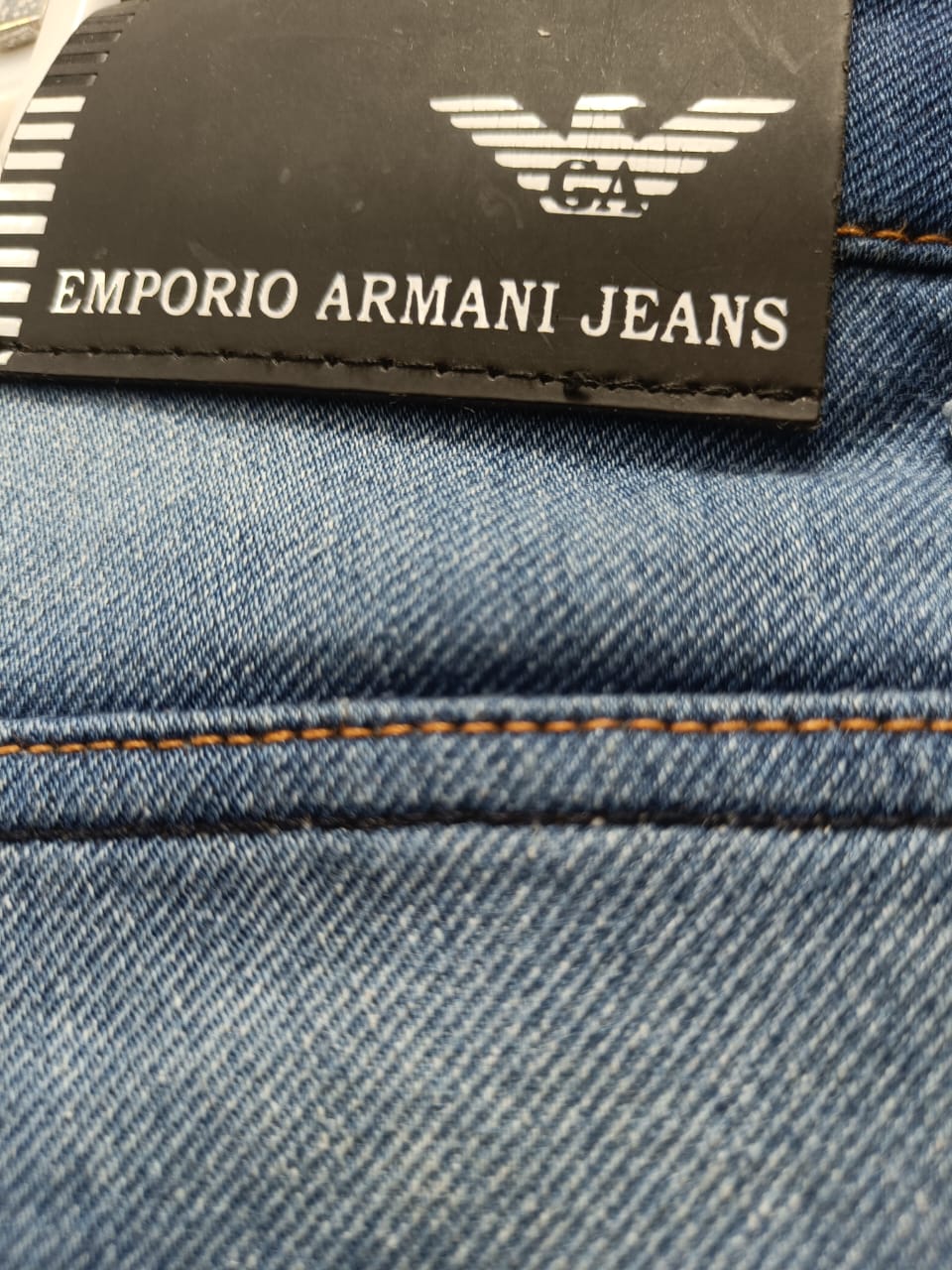 Emporio Armani Men's Blue Washed Denim Slim Fit Jeans