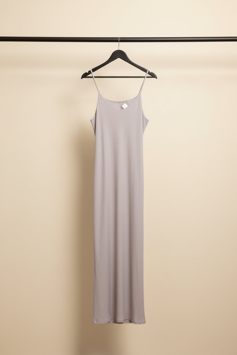 Light Grey Sleeveless Maxi Slip Dress