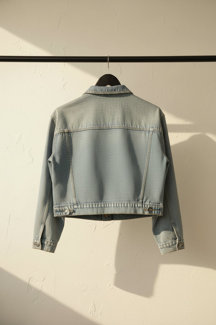 Stradivarius Women's Blue Distressed Boxy Fit Denim Jacket