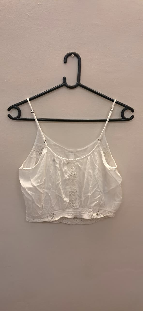 WENCO AMUSE White Lace Detail Crop Top