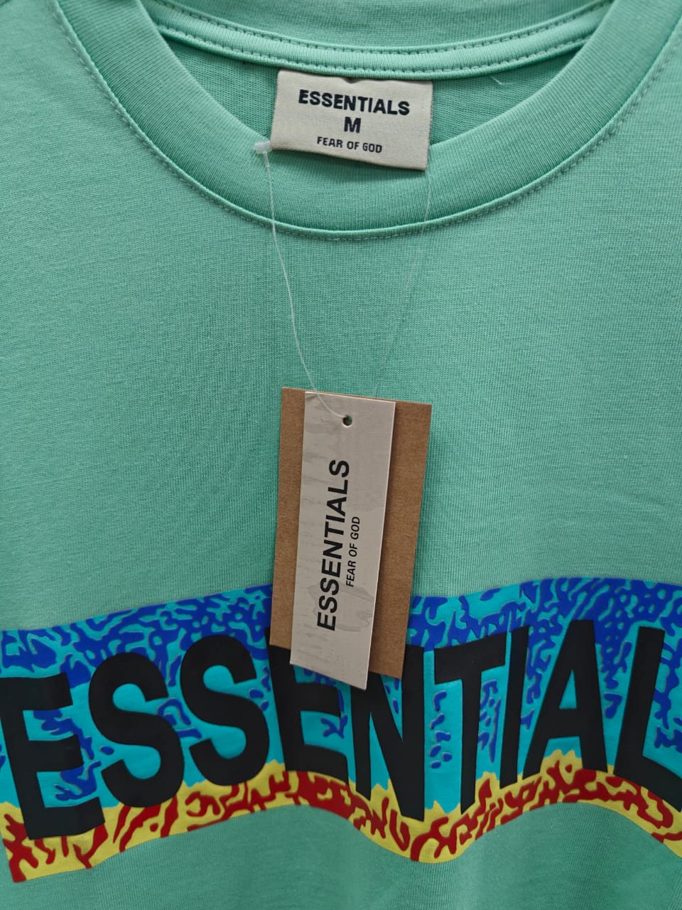 ESSENTIALS Fear of God Men's Green Graphic Print T-Shirt