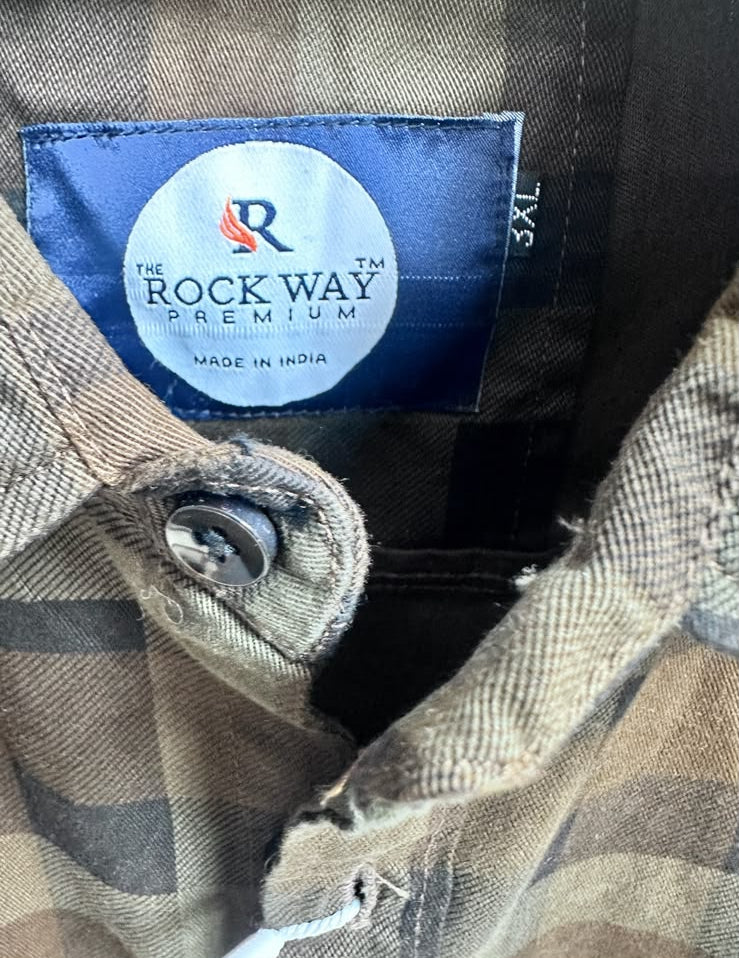 The Rock Way Premium Men's Brown Plaid Full Sleeve Casual Shirt