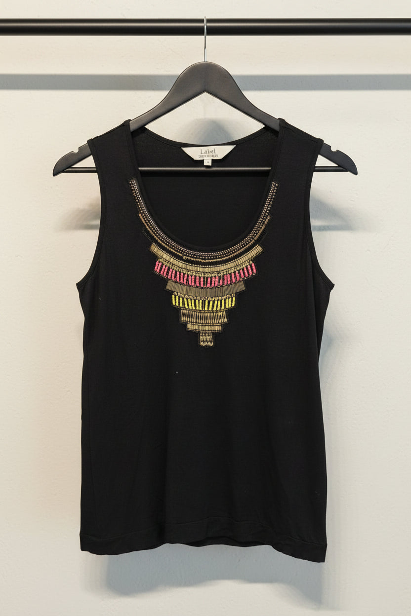 Label RITU KUMAR Women's Black Beaded Sleeveless Top