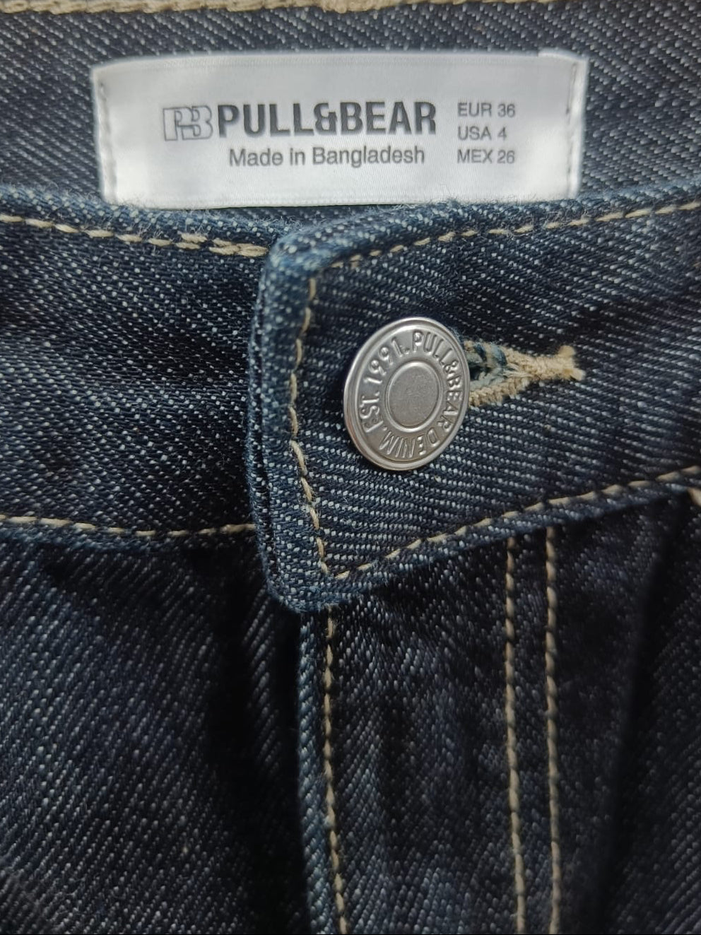 PULL&BEAR Women's Dark Blue Straight Fit Denim Jeans