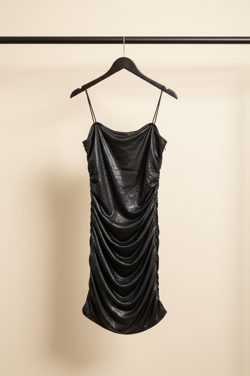 Tokyo Talkies Urban Women's Black Ruched Bodycon Mini Dress
