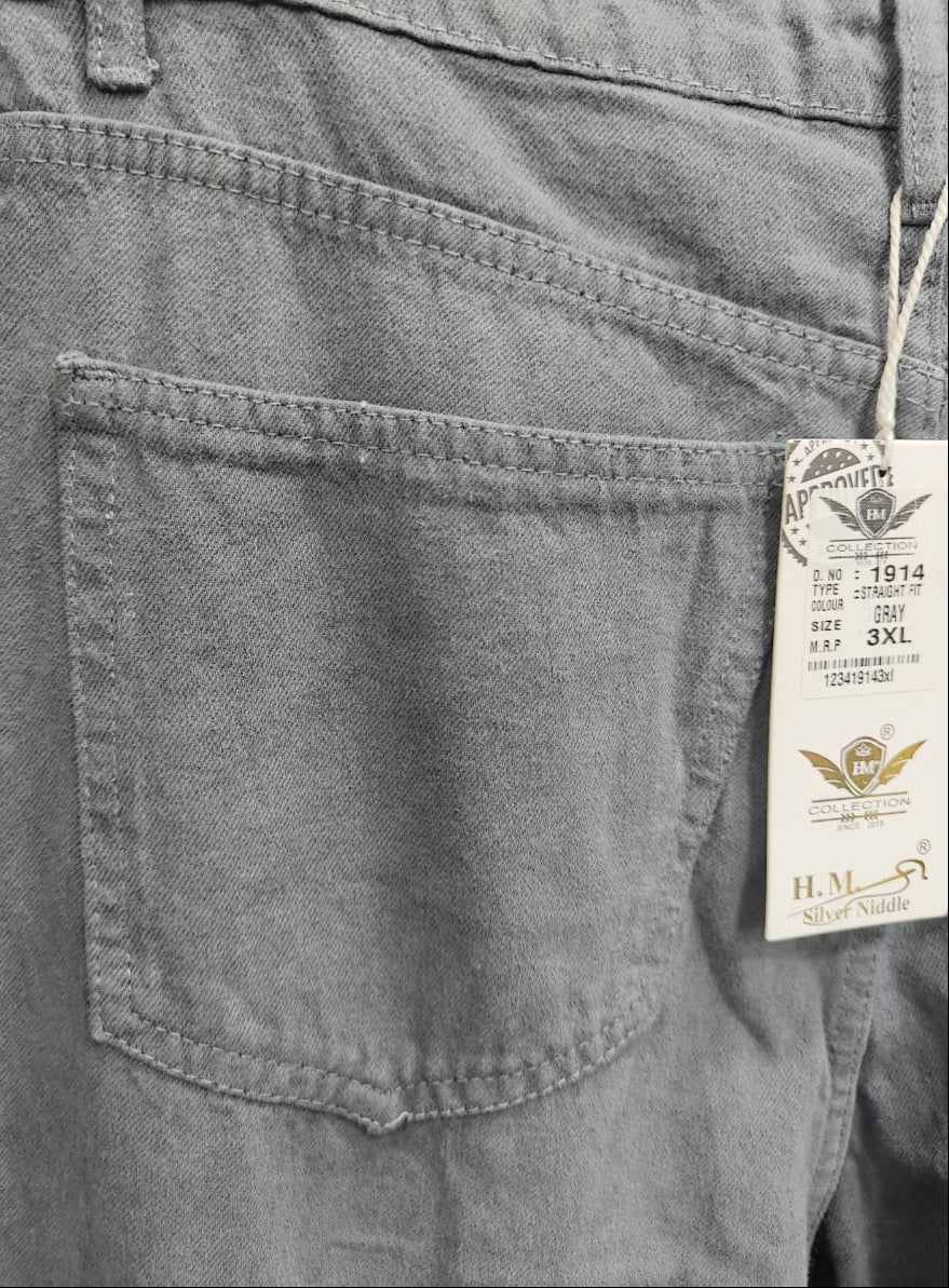 H.M Silver Niddle Men's Grey Straight Fit Trousers