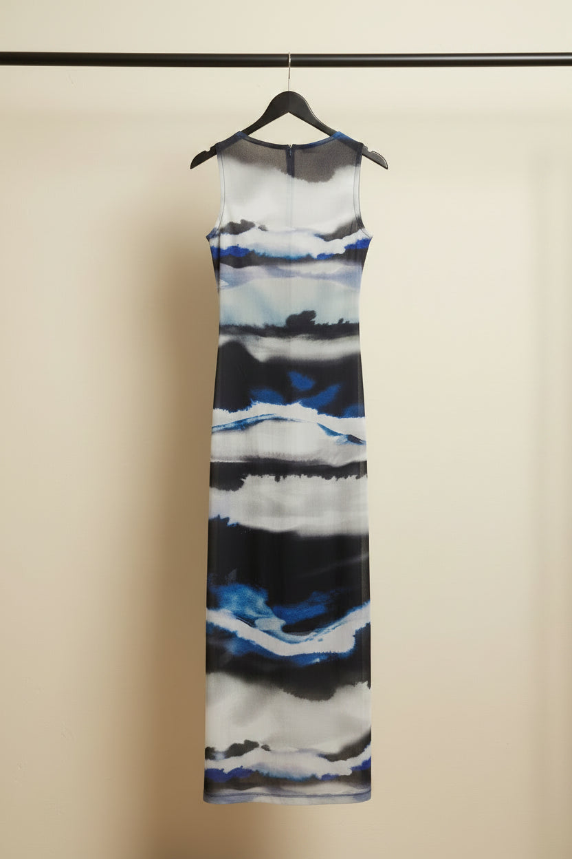 Women's Abstract Print Sleeveless Midi Dress