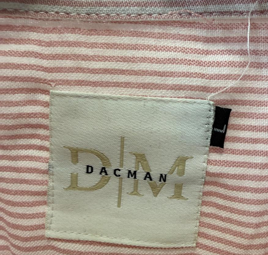 DACMAN Men's Pink & White Striped Full Sleeve Casual Shirt