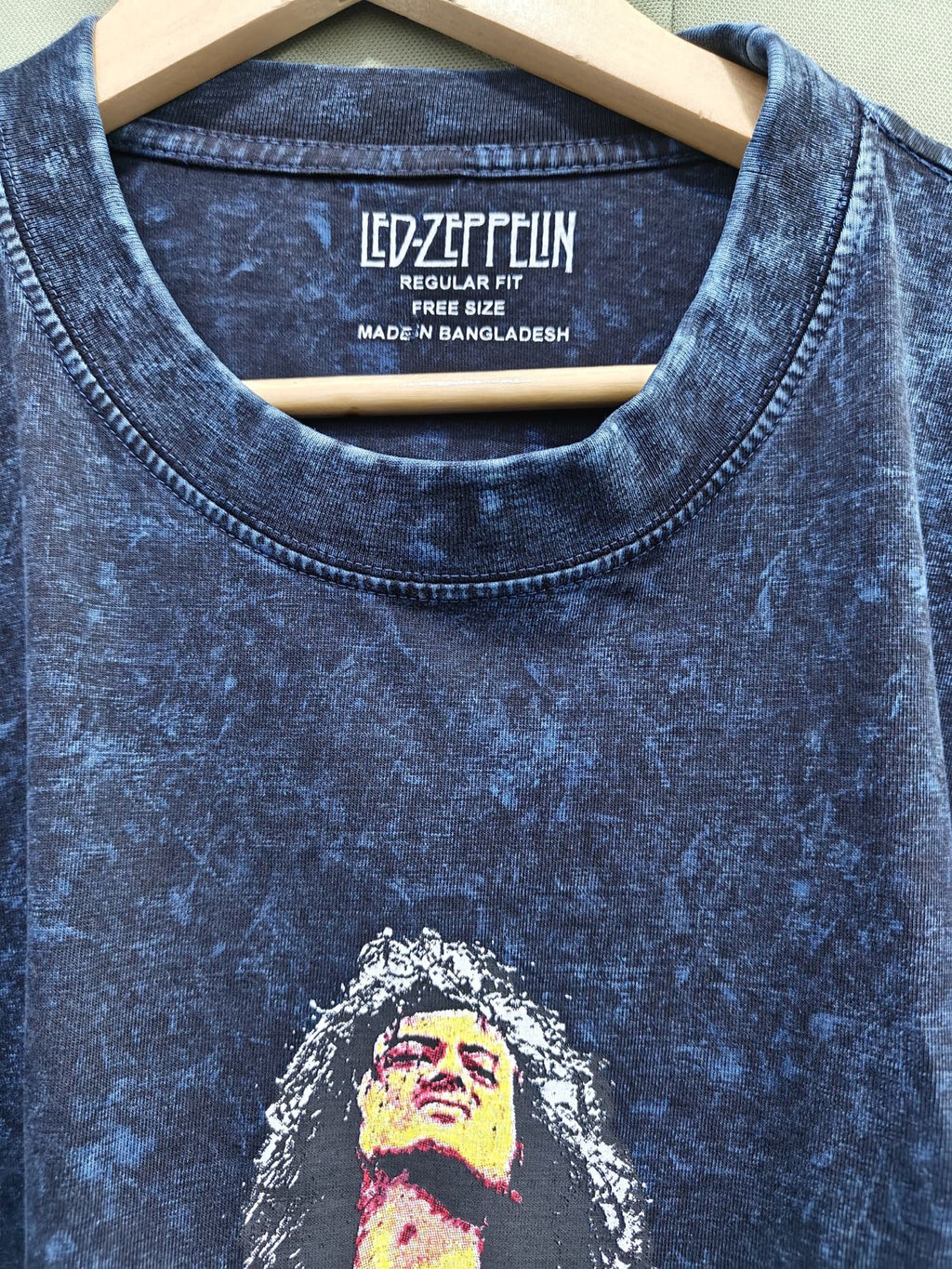 Led Zeppelin Graphic Print Acid Wash T-Shirt