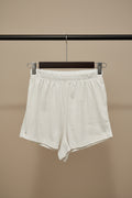 Attire Hub Women's White Ribbed Lounge Shorts