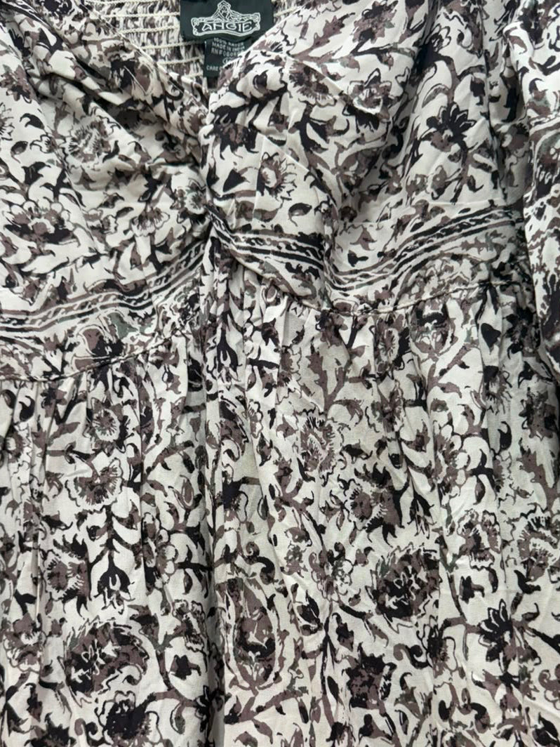 Angie Women's Floral Print Rayon Smocked Peasant Top