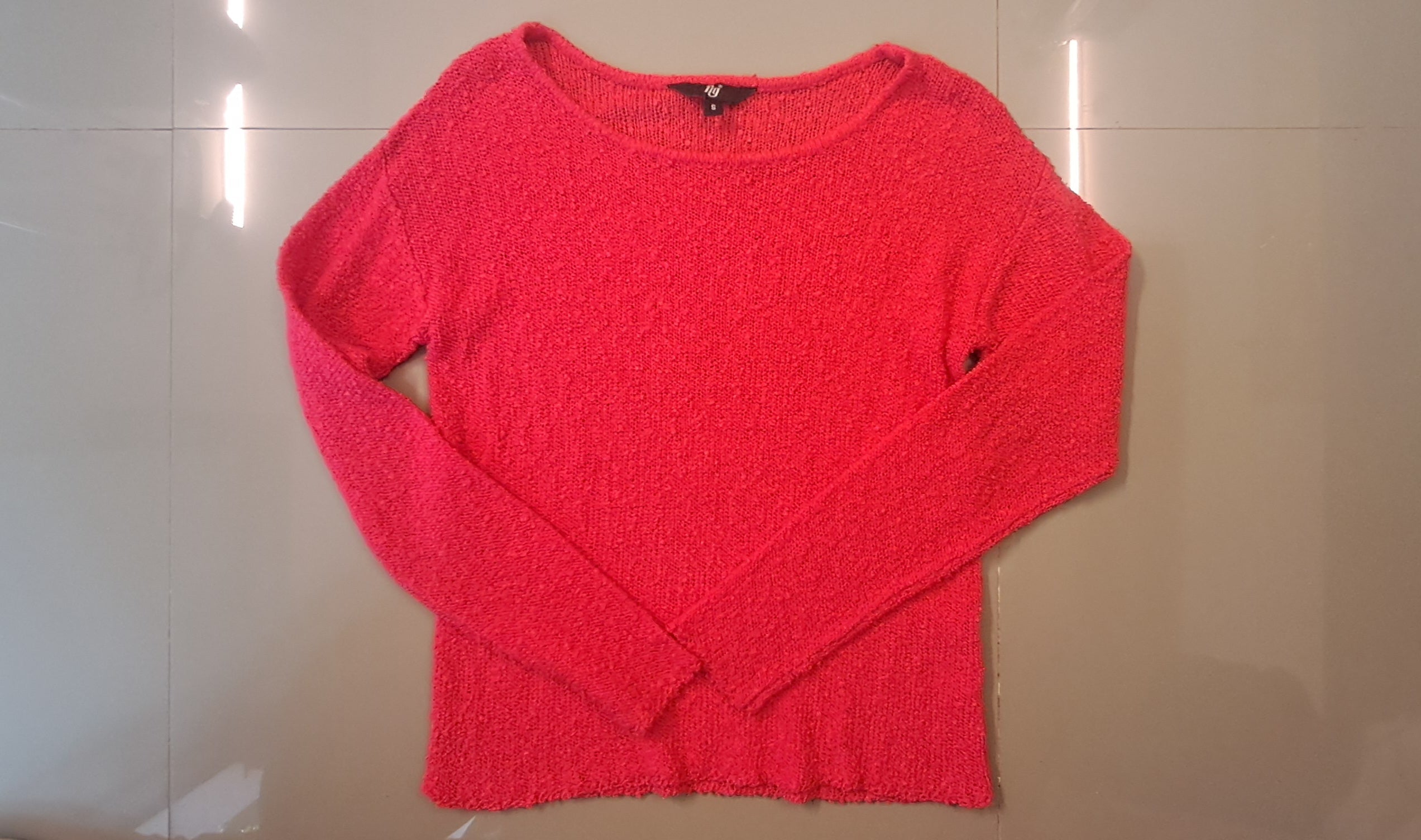 Fig Women's Hot Pink Textured Knit Long Sleeve Top