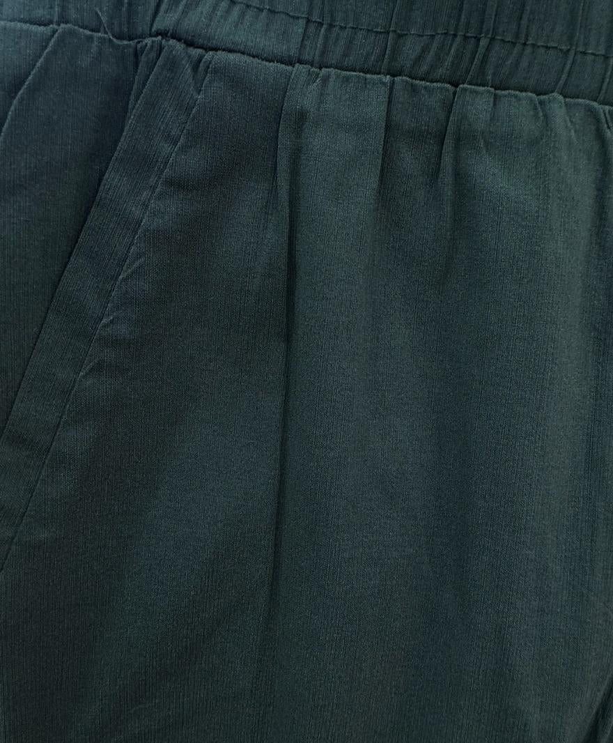 MG Women's Olive Green Straight Fit Elastic Waist Trousers