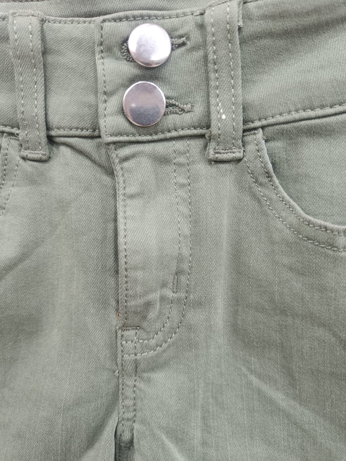 Women's Olive Green Low Rise Cuffed Denim Shorts