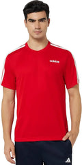 Adidas Men's Red 3-Stripes Short Sleeve T-Shirt