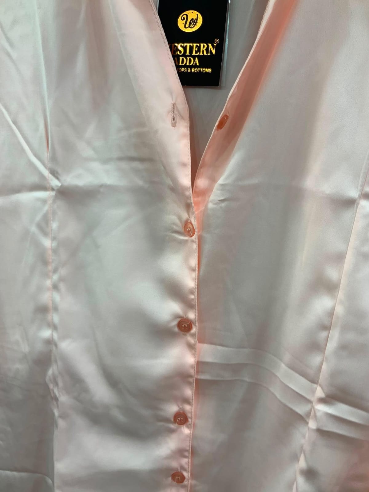 Western Adda Women's Peach Collared 3/4 Sleeve Shirt