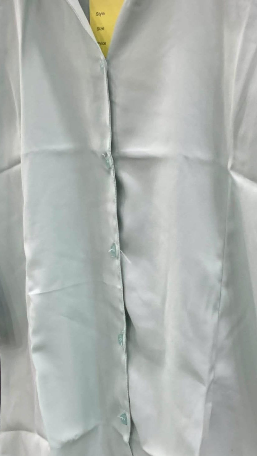 ADDA Women's Mint Green Collared 3/4 Sleeve Button-Up Shirt