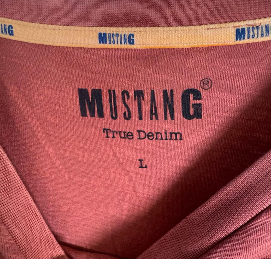 Mustang Men's Ombre Red & Beige Cotton T-Shirt