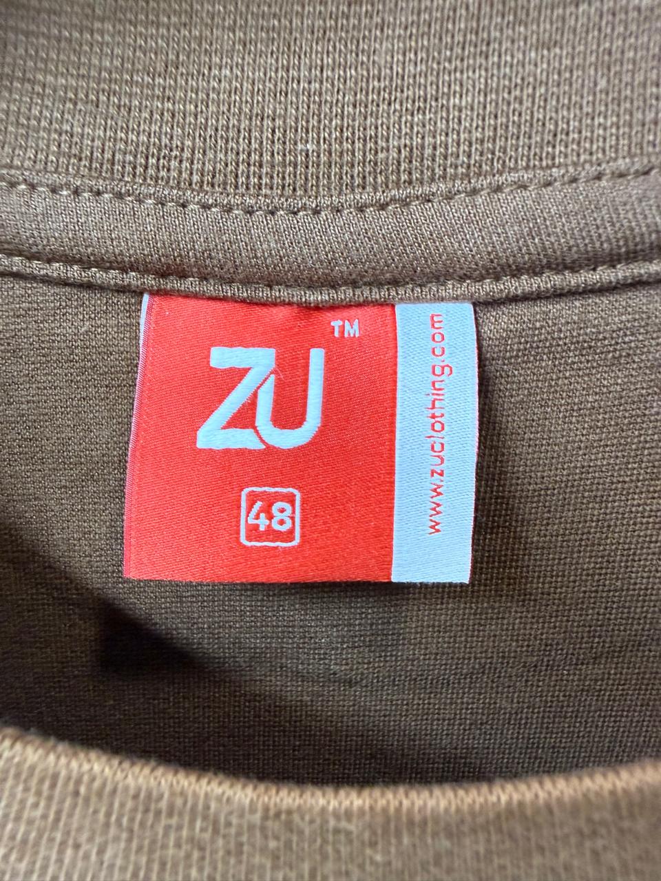 Men's ZU Brown Oversize Fit T-Shirt with Frog Embroidery