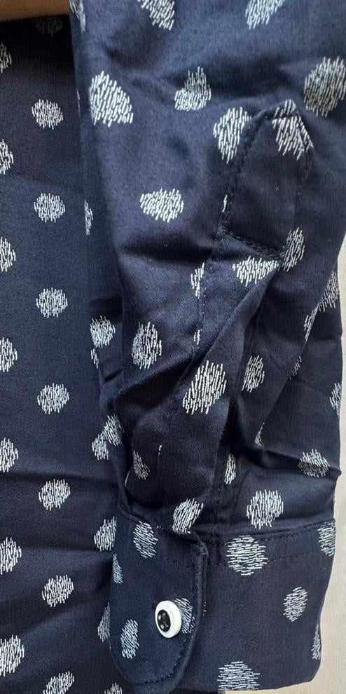 Men's BEINGFIT Navy Blue Polka Dot German Fit Casual Shirt