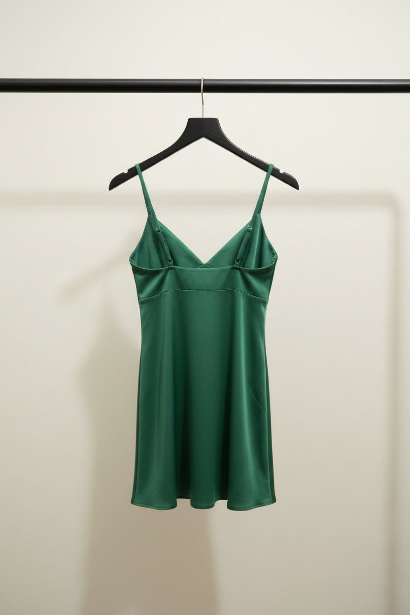 Women's Green V-Neck Ruffled Top