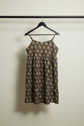 SVRNAA Women's Brown Multicolor Printed Cotton A-Line Maxi Dress