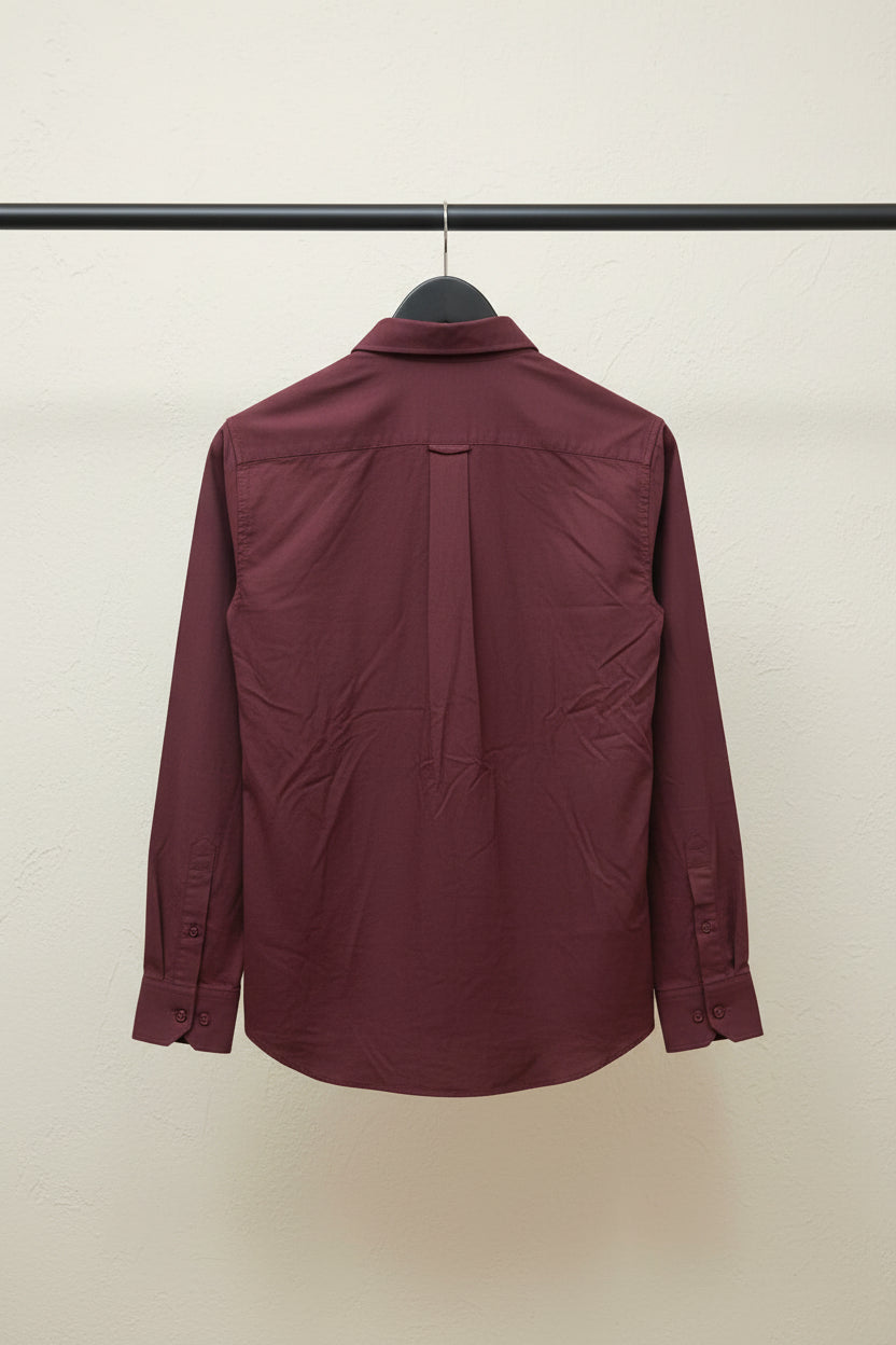 Men's Maroon Long Sleeve Button-Down Shirt