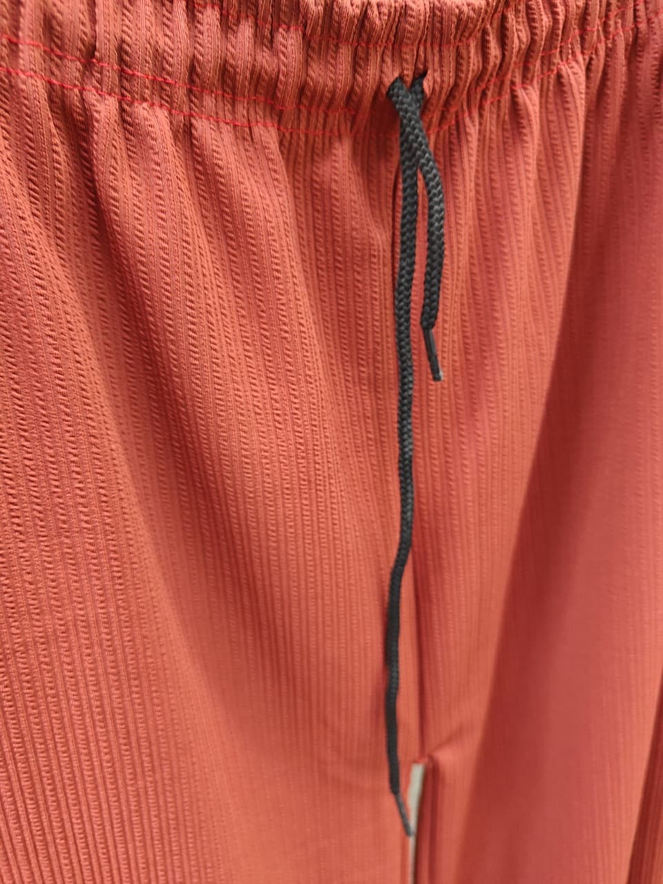 Rust Orange Ribbed Wide Leg Drawstring Pants