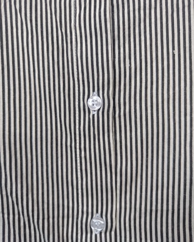 Black and White Striped Long Sleeve Button-Up Shirt