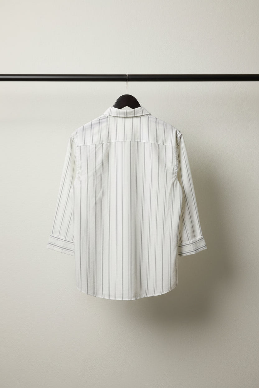 Men's White Striped Full Sleeve Casual Shirt by TREND BRIDGE