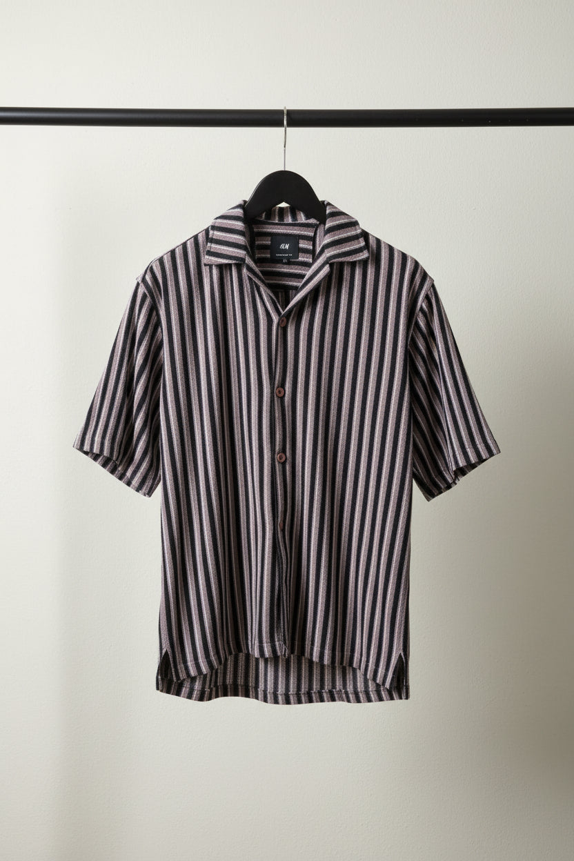 H&M Men's XL Regular Fit Multicolor Striped Short Sleeve Shirt