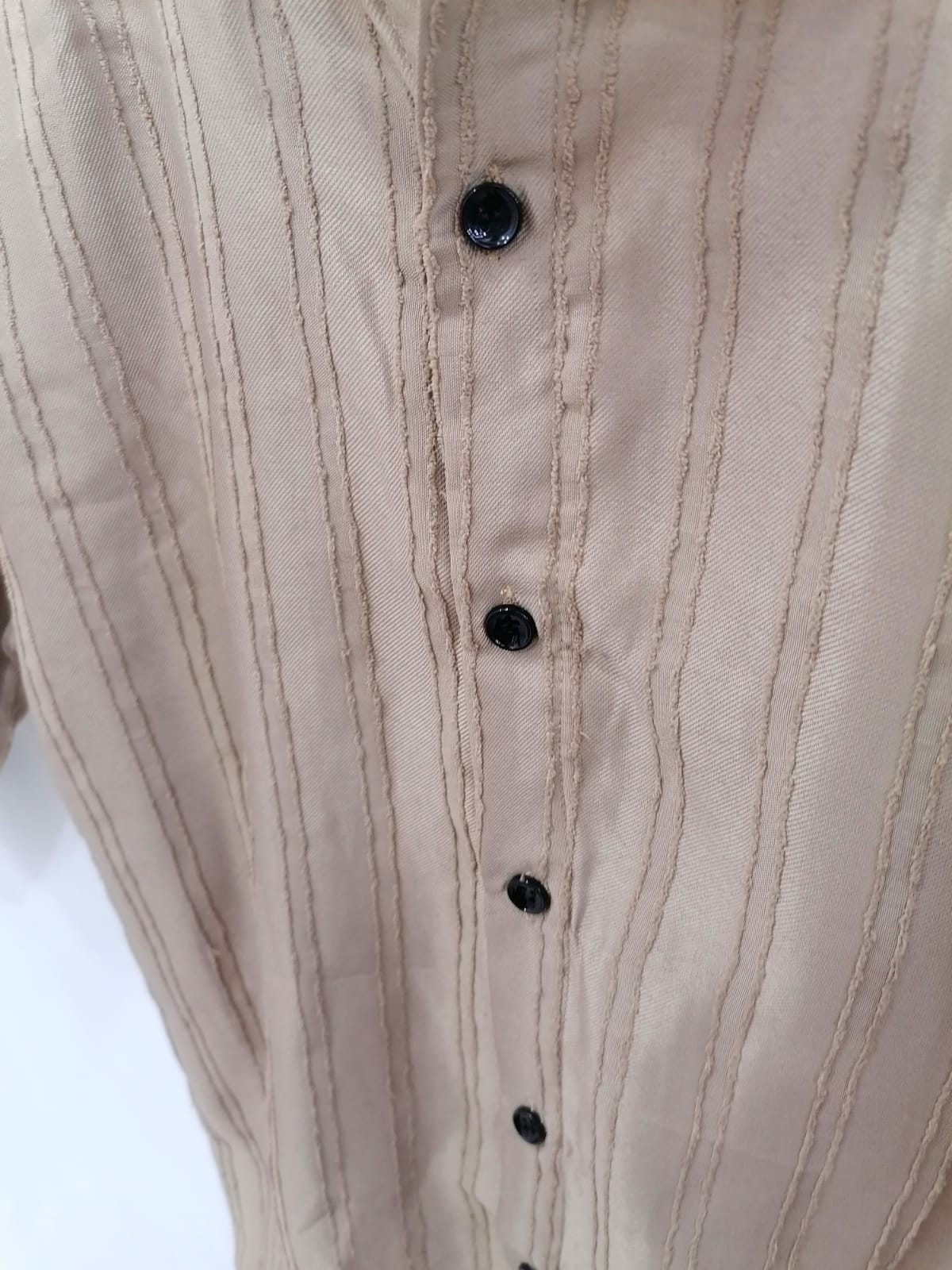 M7 Men's Brown Striped Short Sleeve Casual Shirt