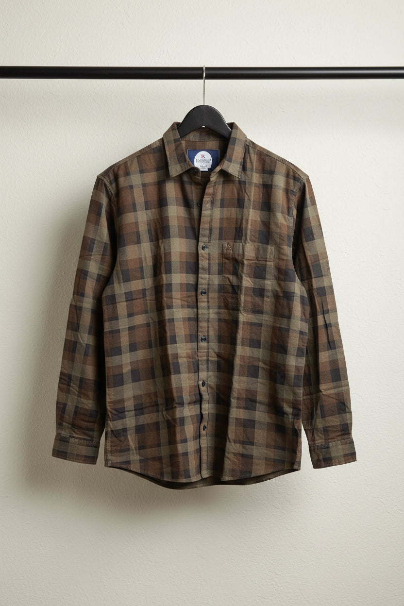 The Rock Way Premium Men's Brown Plaid Full Sleeve Casual Shirt