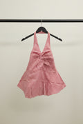 Women's Red & White Gingham Halter Neck Top with Bow Detail