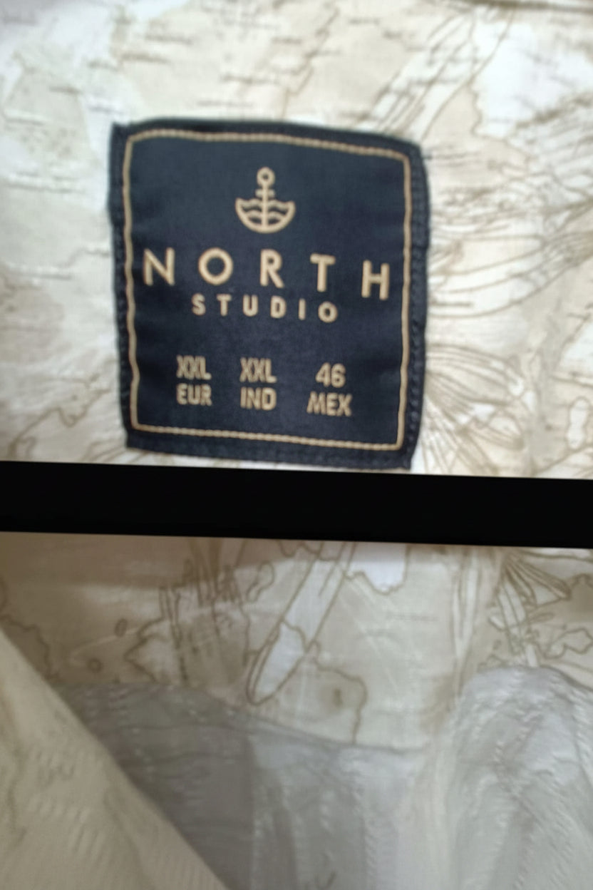 Men's NORTH STUDIO Leaf Print Long Sleeve Casual Shirt