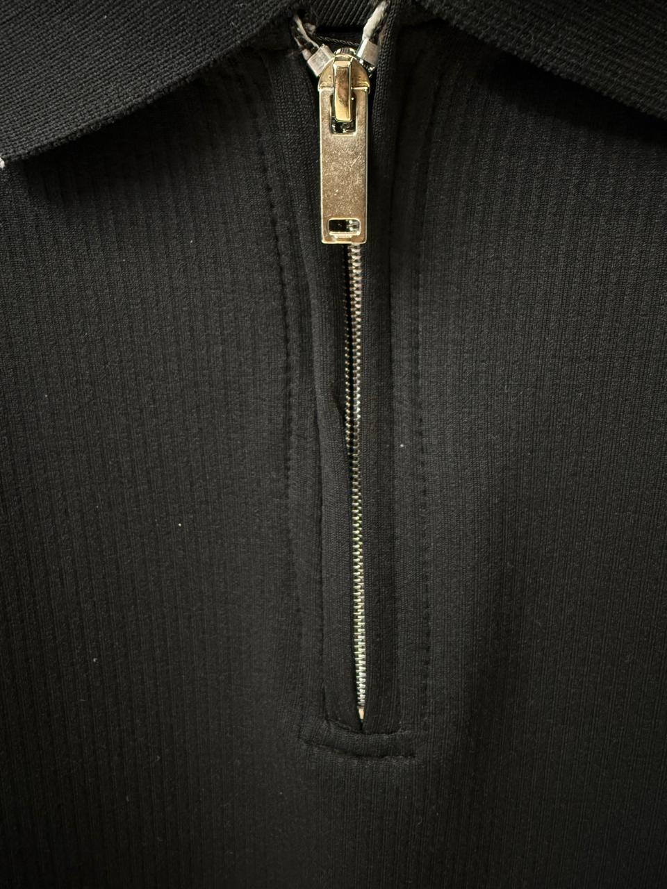 Black Armani Exchange Zip-Up Polo T-Shirt