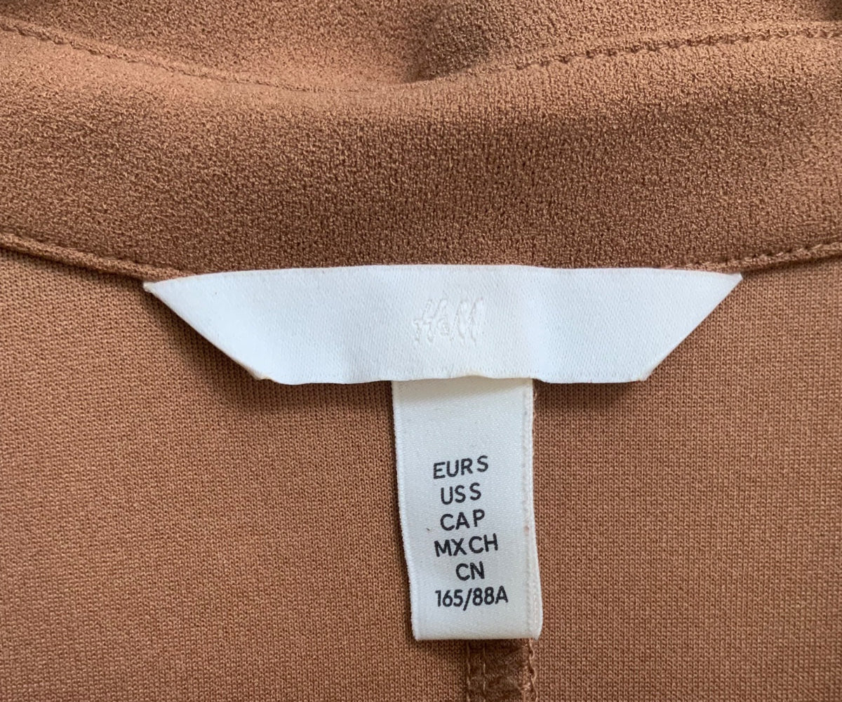 H&M Brown Ruched Button-Front Collared Mini Dress