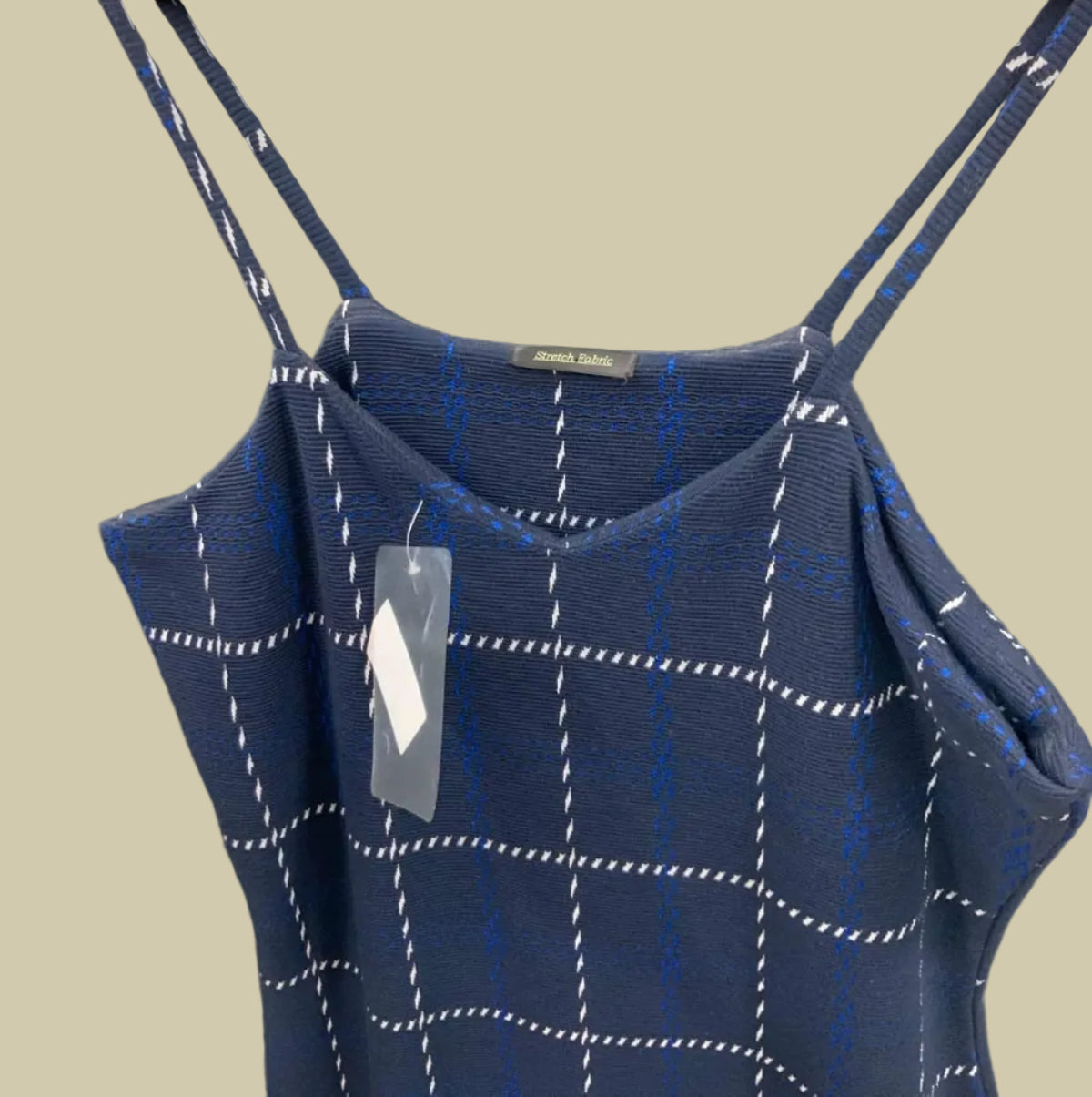 Women's Navy Blue Plaid Bodycon Midi Cami Dress