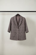 Women’s Brown Plaid Regular Fit Blazer Jacket