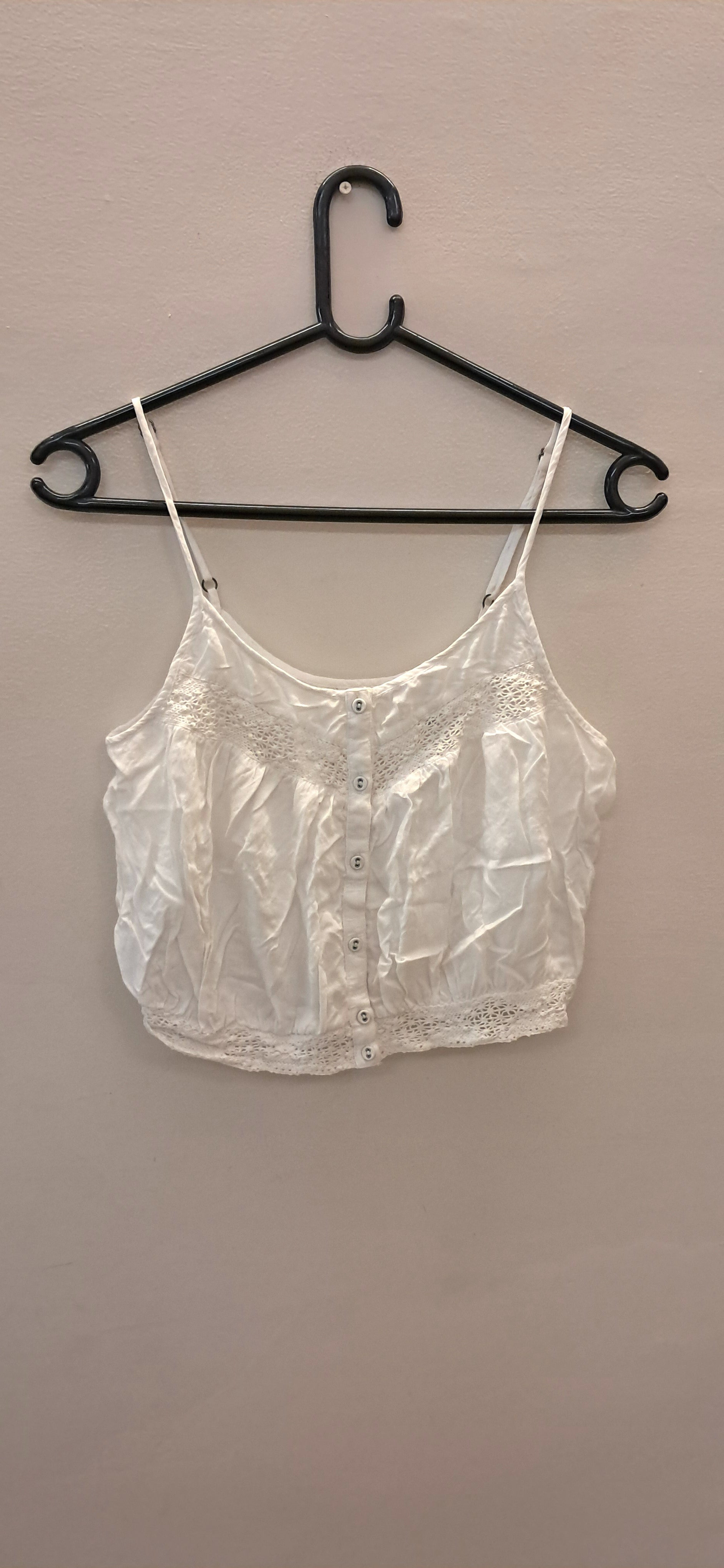 WEGO AMUSE White Sleeveless Crop Top with Lace Detail